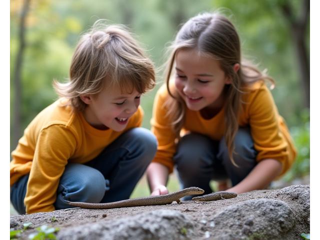 Family microadventure discovering local reptiles