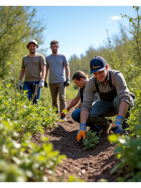 Volunteers participating in reptile habitat restoration